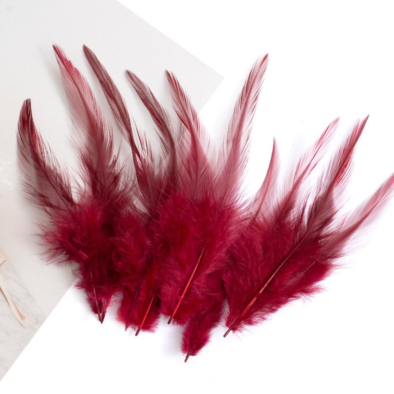Picture of Factory wholesale funny cat stick feather diy cat toy color red pointed pheasant feather crafts jewelry decoration materials
