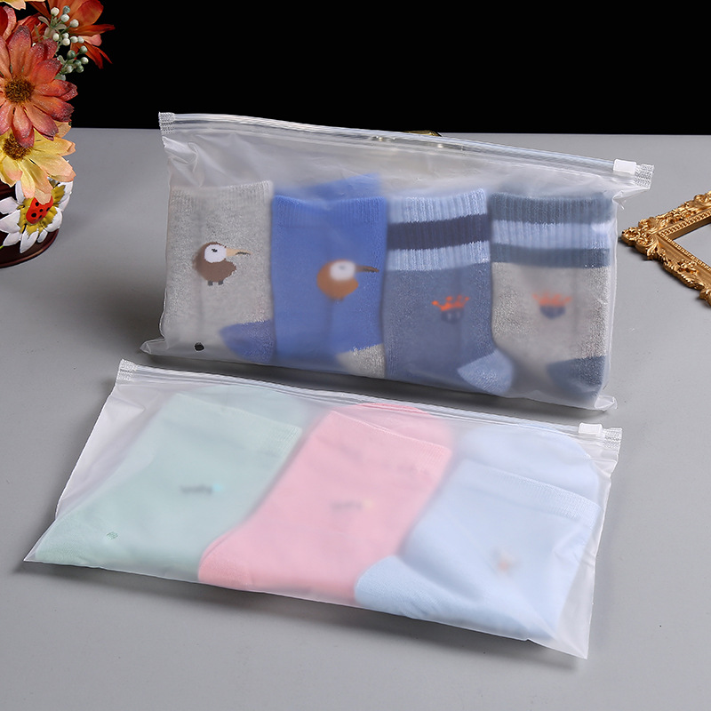 in stock frosted zipper bag wholesale plastic garment bag horizontal version 28*15 socks underwear clothes sealed packaging bag
