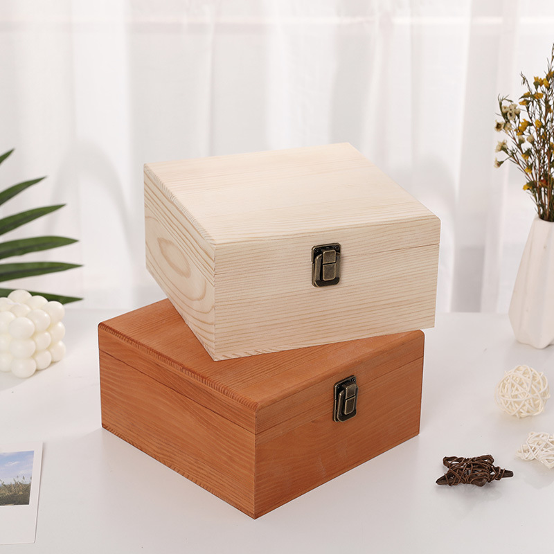 Picture of Accompanying Gift Wooden Box Simple Pine Gift Packaging Box Candy Box Immortal Flower and Wood Box Wooden Jewelry Storage Box
