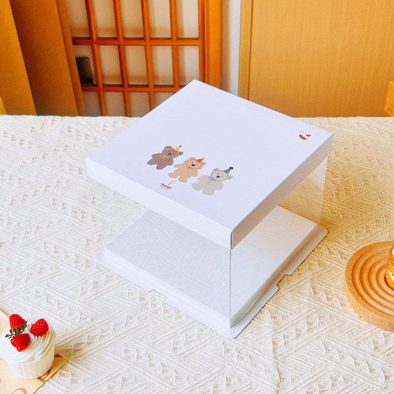 Six/eight-inch birthday cake box 6/8/inch three-in-one paper cover cake box translucent western point packing box wholesale