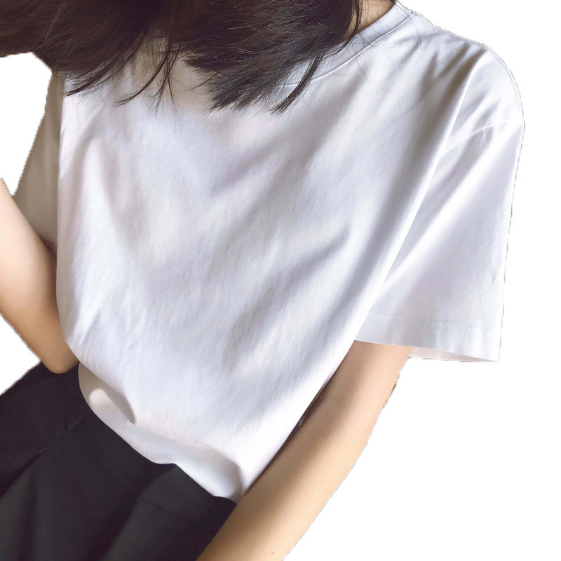 Picture of Summer new white T-shirt short-sleeved women's Korean-style student loose all-match solid color versatile simple T-shirt top clothes