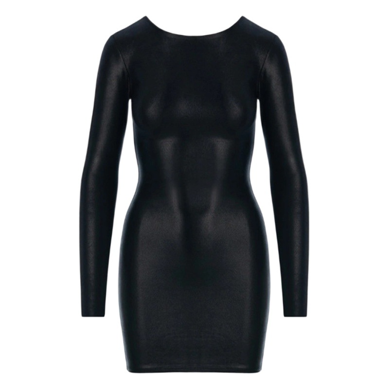 Cross-border European and American fashion high elastic new round neck bottoming shirt out nightclub long sleeve tight sheath dress