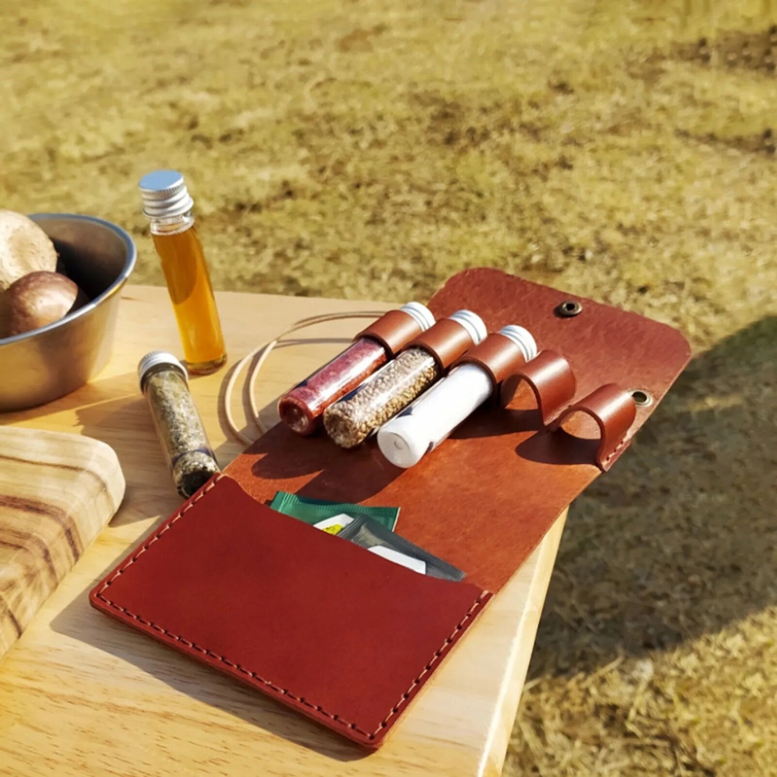 in stock Outdoor Camping Seasoning Bottle Storage Package 5 Barbecue Seasoning Bottle Combination suit Seasoning Bottle Storage Bag