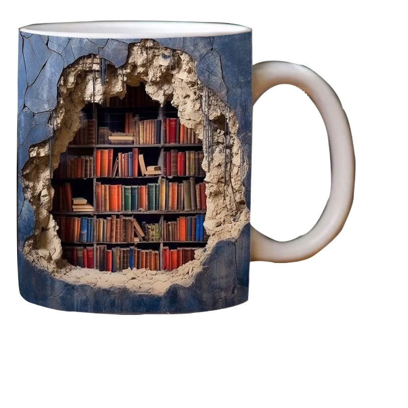 Cross-border new ceramic 3D Bookshelf Mug creative space design multi-purpose Mug
