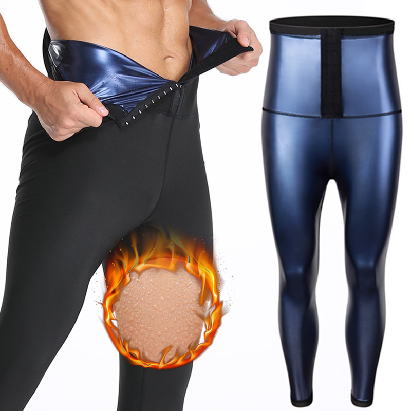 Body Shaping pants European and American plus size men's sports fitness pants belly shaping clothes waist tight sweat Mulberry three breasted belly shaping pants
