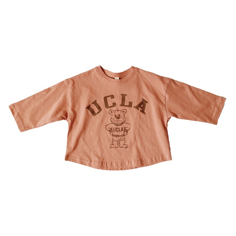 Gl-Kids K-Style Autum New Kidsren's Bear Print Long-Sleeved T-Shirt for Men and Women Cartoon Style Loose Skin-Friendly T-Shirt