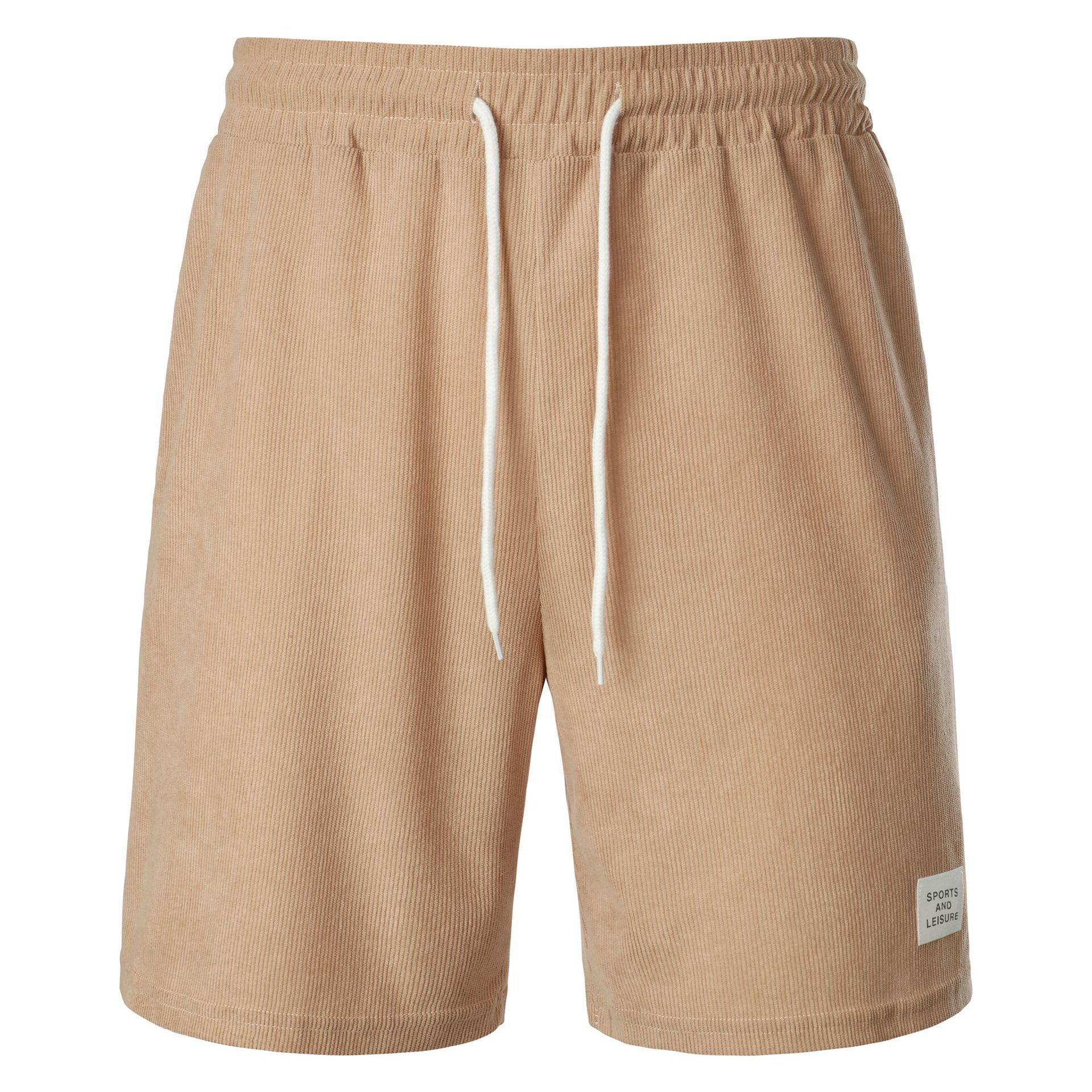 Summer New Solid Color Lace-up Sports Pants Corduroy Simple Shorts Men's Shorts Casual Pants