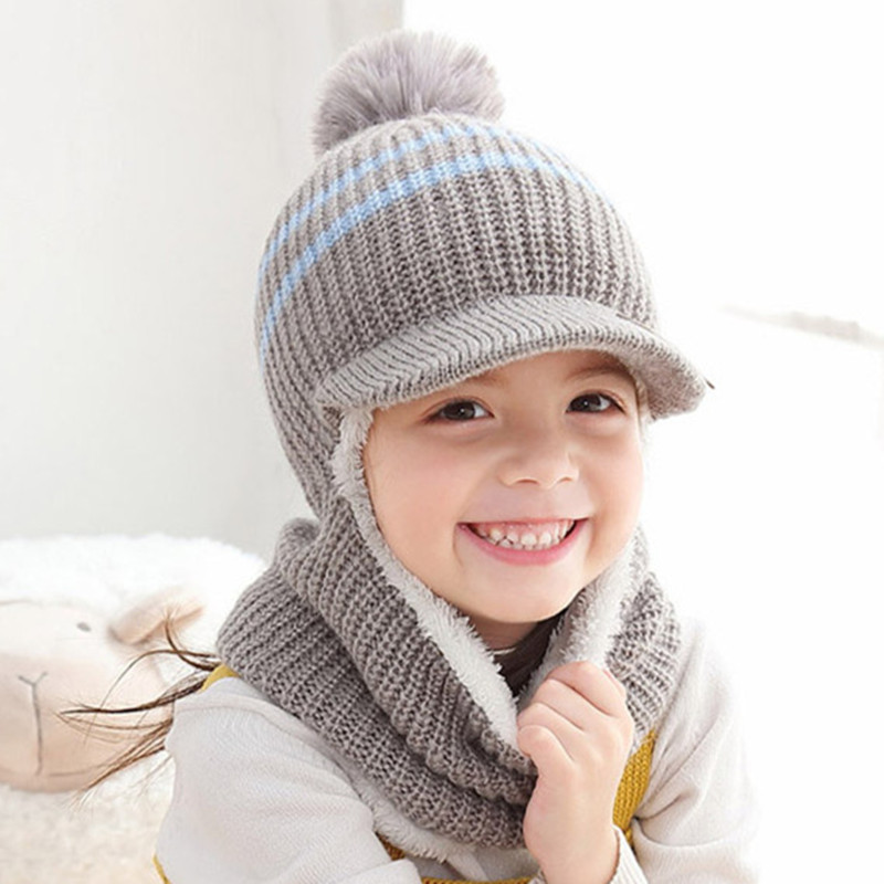 Picture of Children's Hat New Velvet Warm One Hat Boy's Wool Hat Face Protection Neck Baby Hat Winter Cap