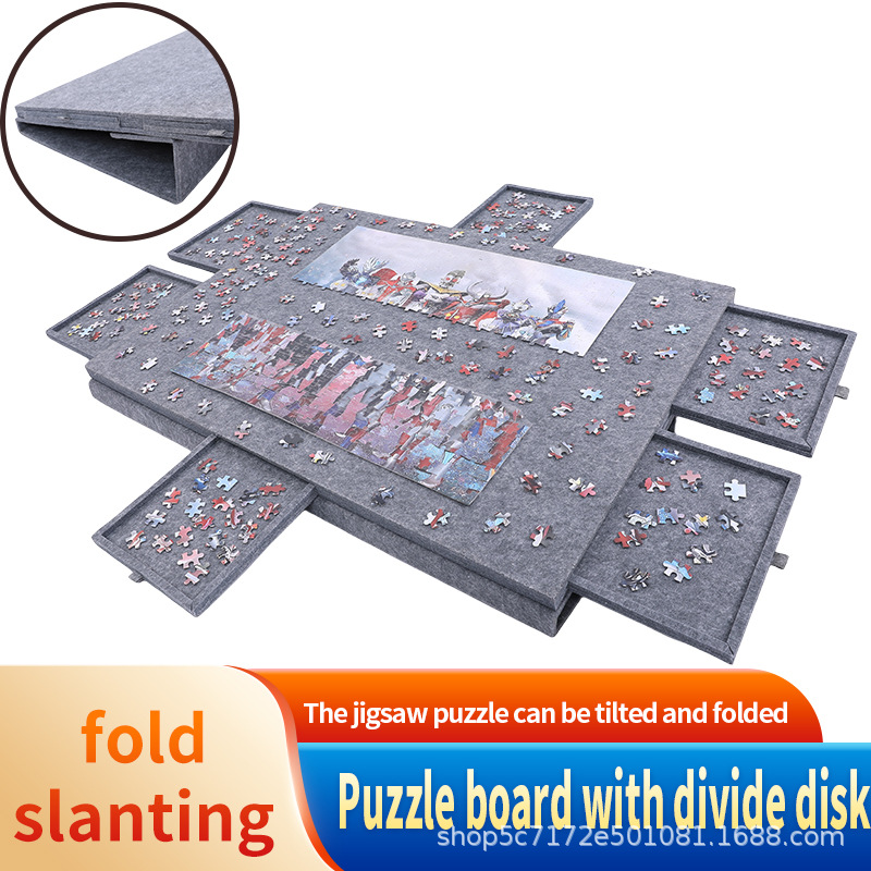 Cross-border new product puzzle classification felt board non-slip foldable tilting 6 drawers children's stand puzzle board