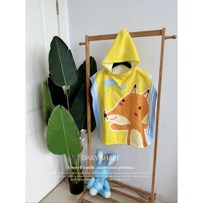 Picture of Children's Bath Towel Hooded Poncho Bathrobe Super Soft Wearable Baby Absorbent Towel for Boys and Girls Swimming