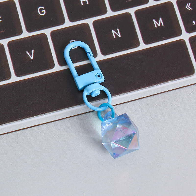 Picture of ins style AB color love beads keychain pendant diamond-shaped cut hanging hole door buckle girl's heart bag bag hanging jewelry