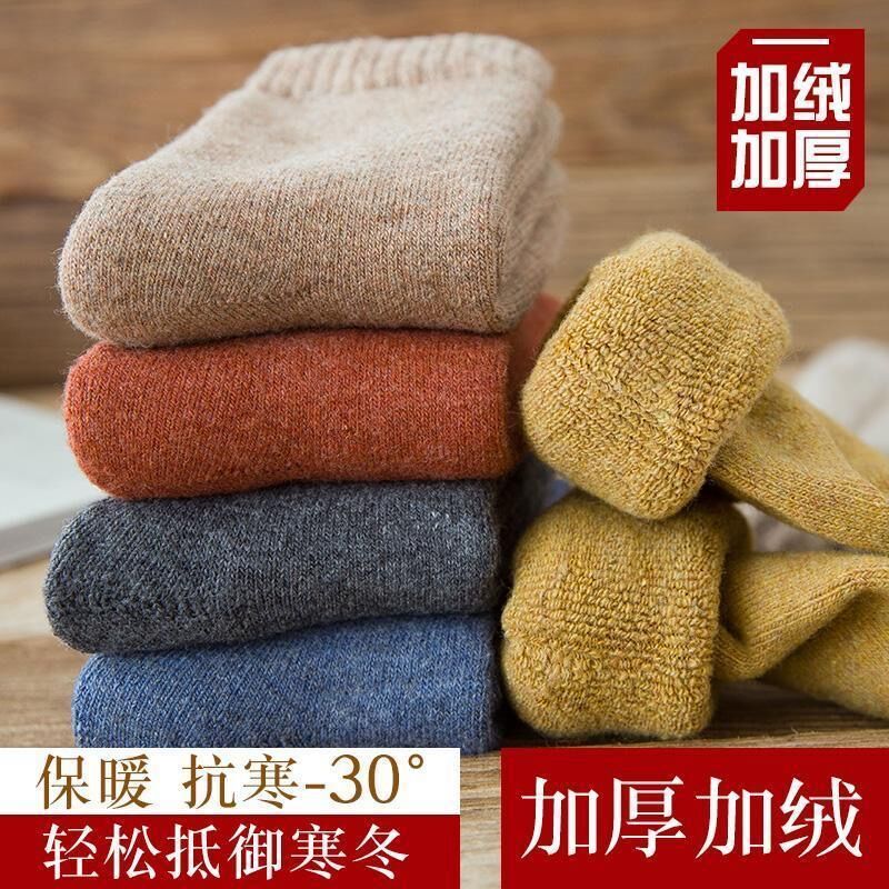 Winter socks women's Korean-style mid-calf length socks fleece-lined thick warm long women's confinement autumn and winter stockings ins fashion