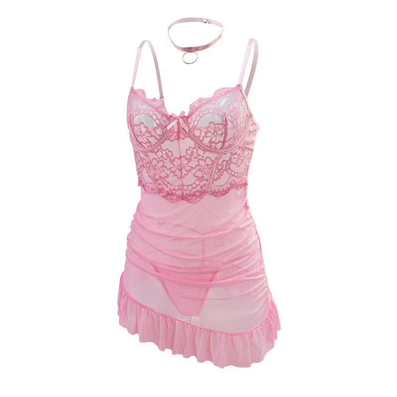 Amazon cross-border European and American erotic pajamas lace suspender private room sexy temptation sexy nightdress loungewear set