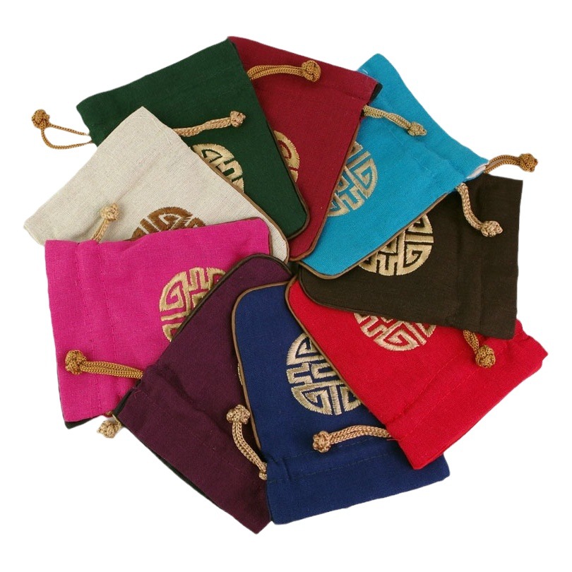 Linen Lucky Bag Embroidered Jewelry Pouch Bracelet Gift Bag Toy Jewelry Storage Cloth Bag Jewelry Pouch Drawstring Bag