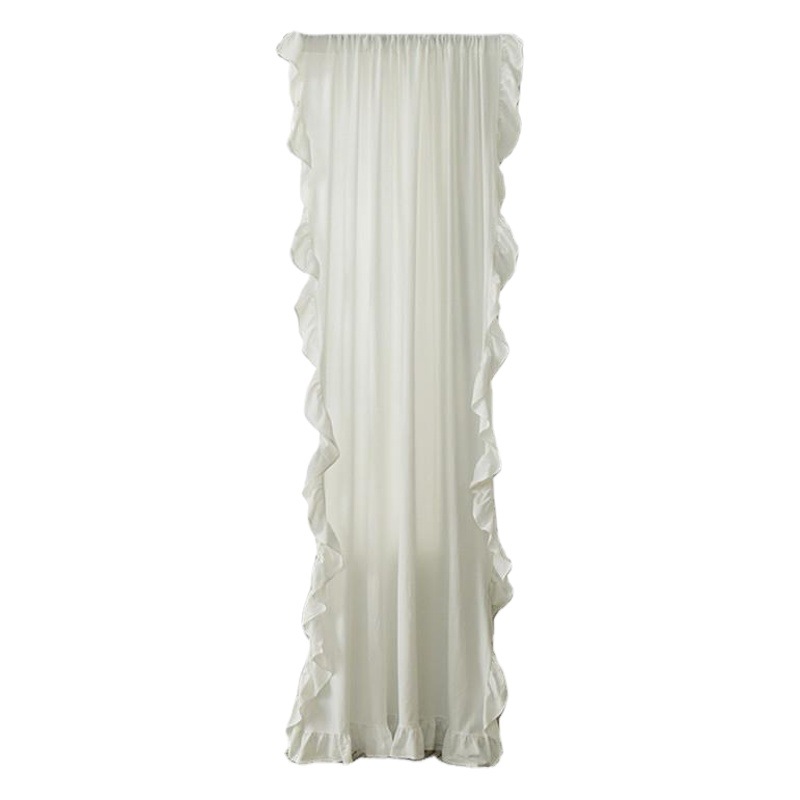 Le Xuan Show Foreign Trade Hot Selling Nordic Simple INS Pleated Ruffled Semi-Shading Finished Curtain Bedroom Curtain Fabric