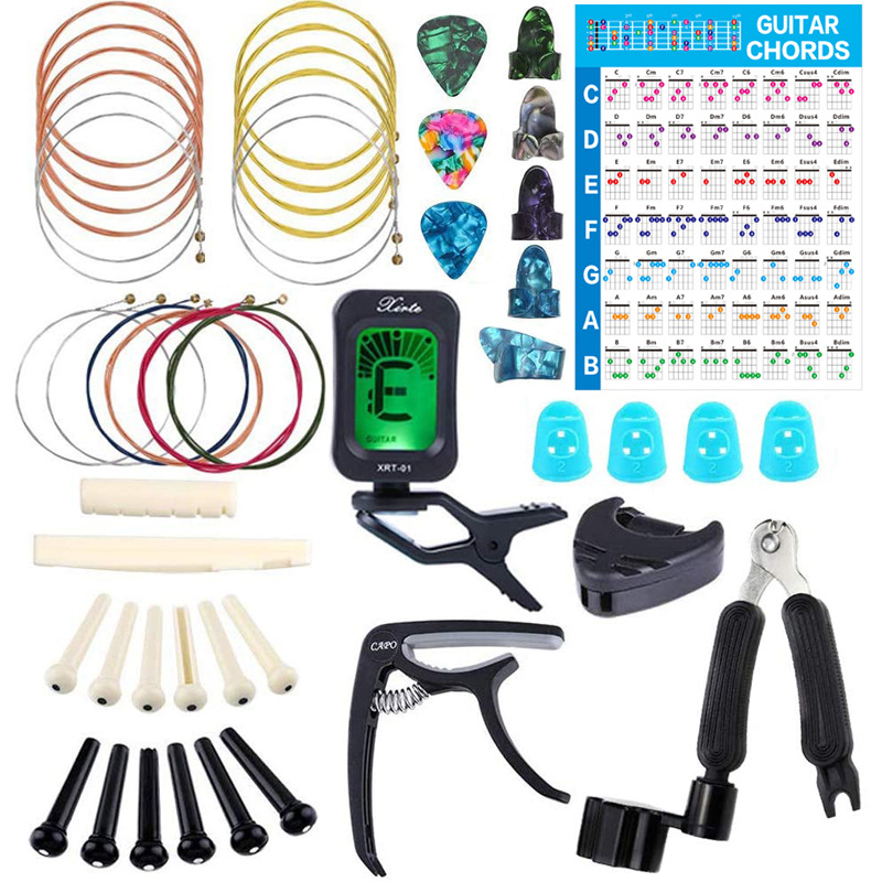 Wholesale Guitar String Pick Tuner Variable Tone Set Musical Instrument Accessories Combination Full Set Wood Guitar Accessories