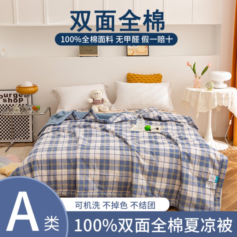 Picture of Class A double-sided cotton summer quilt air conditioning quilt 100 cotton summer quilt single-pair machine washable summer thin quilt wholesale