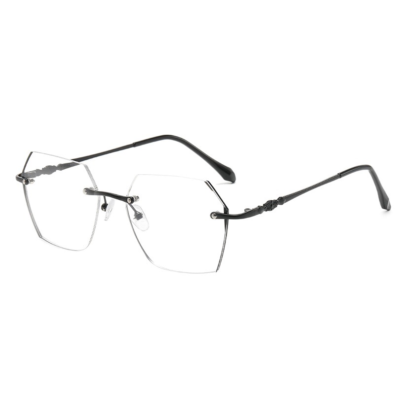 New irregular myopia finished rimless diamond trim without makeup artifact big face slimming anti-blue light myopia glasses