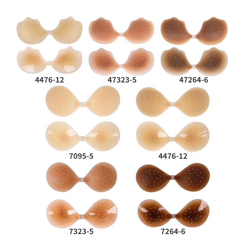Picture of Cross-border light and comfortable silicone bra pure silicone chest patch solid strapless breathable hole breast patch wholesale