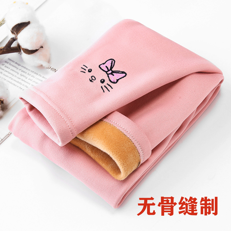 Picture of Autumn and winter Korean girls' leggings plus velvet padded boneless sewing rubber band mid-waist pants wholesale generation