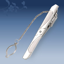 Picture of Metal tie clip men's suit chain 140 simple flower type business atmosphere with drill tie clip