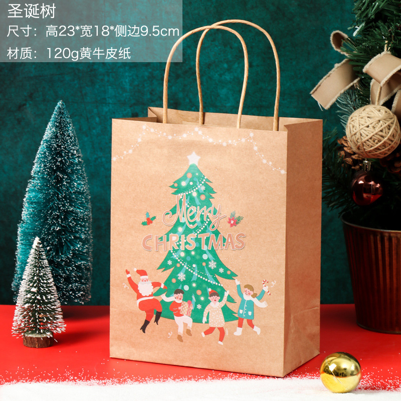 Picture of Spot New Christmas Kraft Paper Bag Christmas Eve Handbag Candy Gift Bag Apple Packaging Gift Paper Bag
