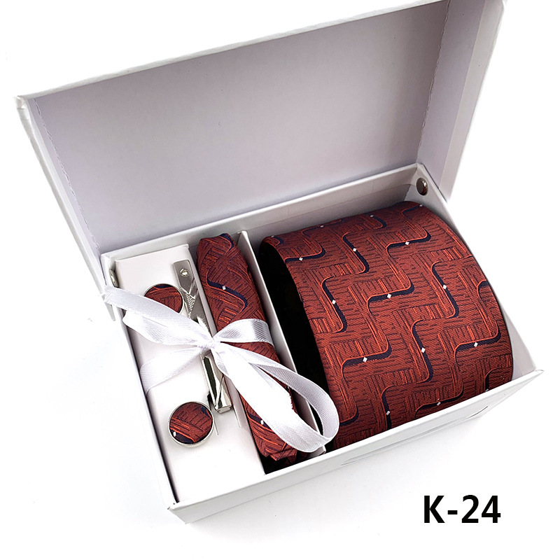 Picture of Manufacturers wholesale men's tie in stock gift box 6 pieces suit group tie business formal tie