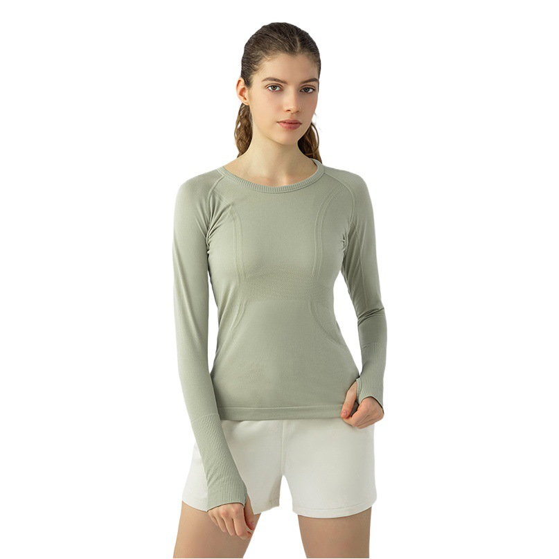 Autumn and winter new breathable sports top women's stretch slim running fitness leisure yoga long sleeve D19083