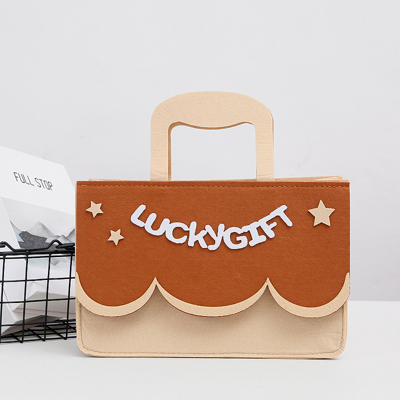 Picture of Felt Bag Custom Accompanying Gift Cartoon Felt Handbag One-year-old Hundred-day Banquet Handmade Felt Handbag Gift Bag