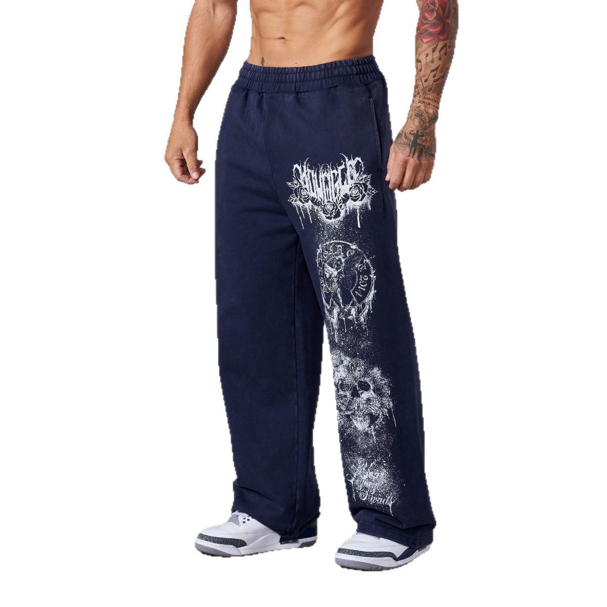 Youngla American Trendy Fitness Training Sports Pants Jogger European and American Loose Straight Casual Printed Long Pants