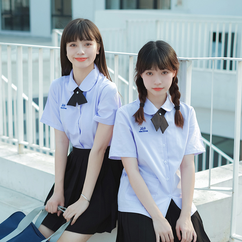 Thailand Thai school uniform short sleeve shirt female jk uniform college style high school student sports meeting graduation class uniform suit