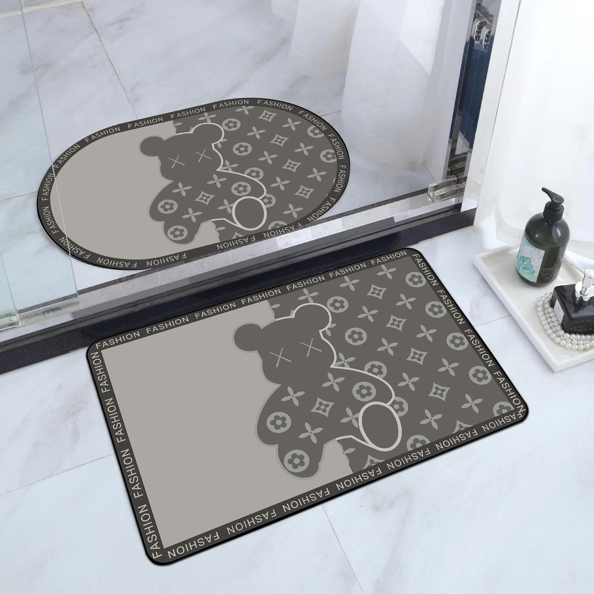 Picture of A generation of hair bathroom non-slip mat entrance entrance absorbent mat cross-border household bathroom printing mat
