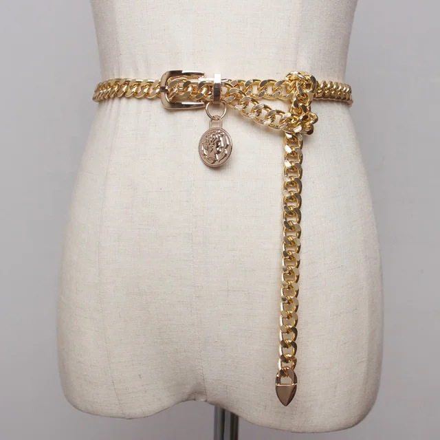 European and American cross-border jewelry metal chain coin pendant belt vintage waist chain female high sense accessories factory wholesale