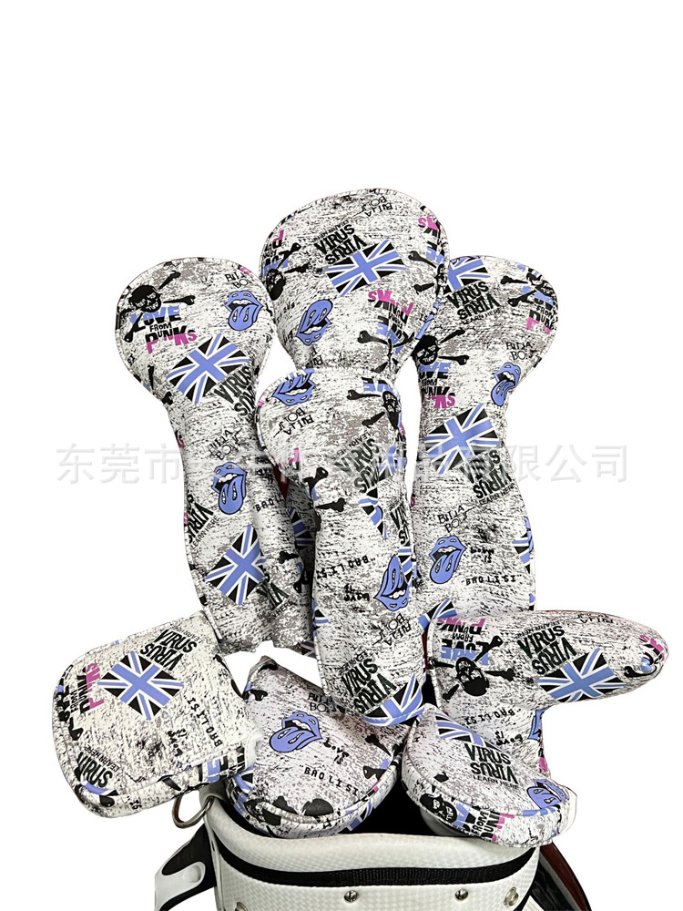 Cross-border e-commerce golf club cover British style rice flag No. 1 wooden pole cover iron pole cover push pole cover set