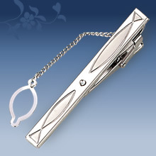 Picture of Metal tie clip men's suit chain 140 simple flower type business atmosphere with drill tie clip