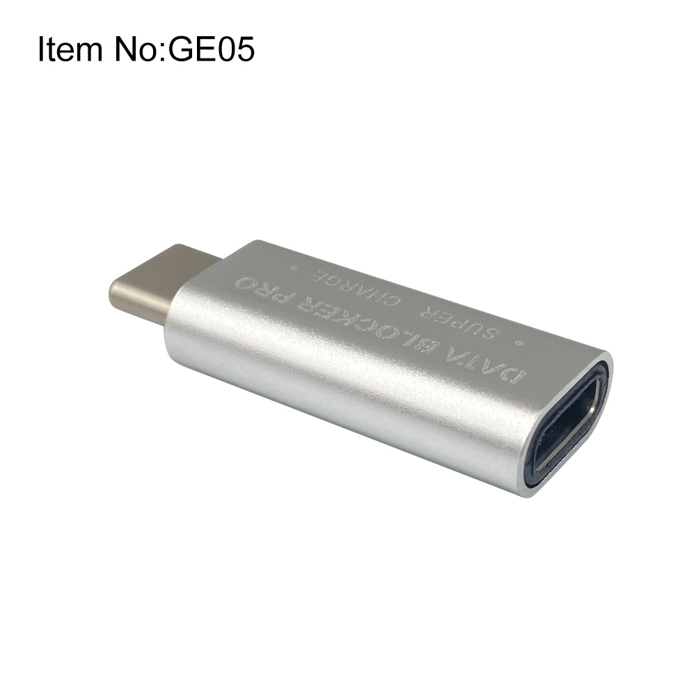 Picture of USB-C data blocker anti-theft refresh product appearance aluminum alloy material support fast charging blocking data