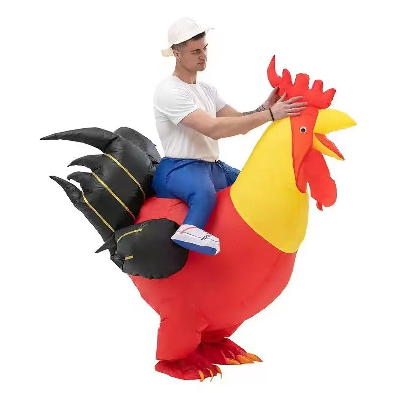 Picture of Halloween Costume Big Red Rooster Inflatable Suit Family Inflatable Costume Blue Rooster Inflatable Suit Performance Doll Suit