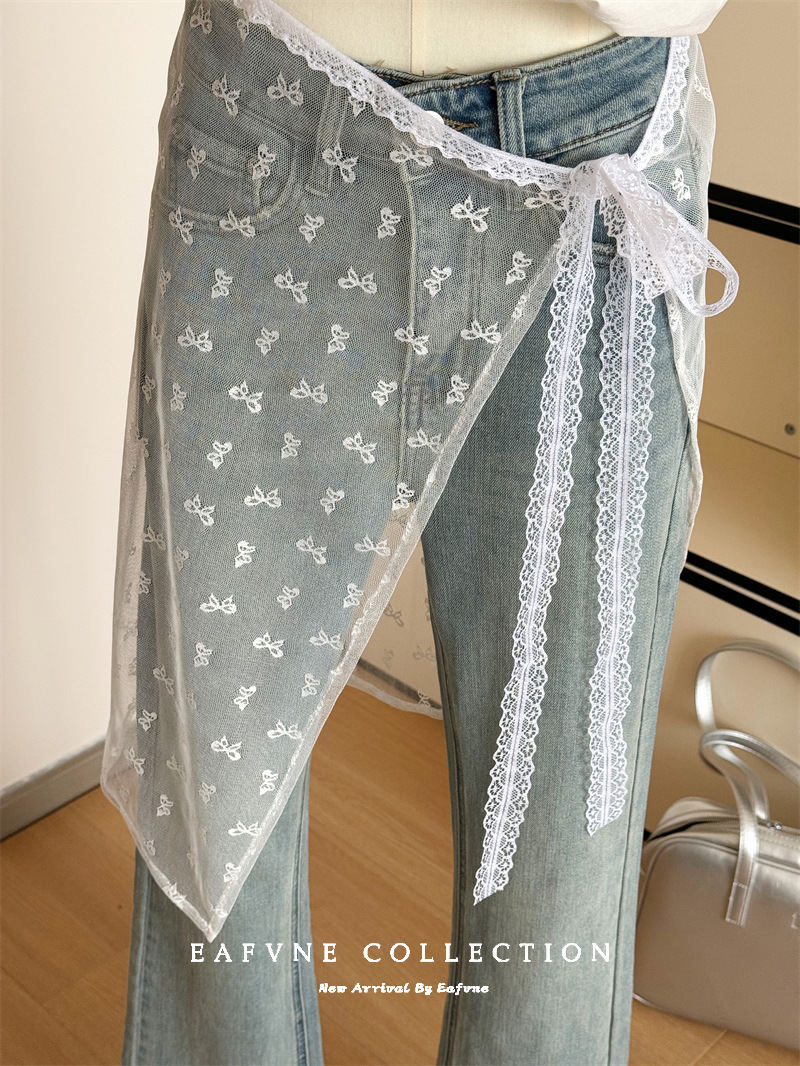 Personalized lace cover layered skirt with apron skirt fart curtain mesh floral skirt spring new
