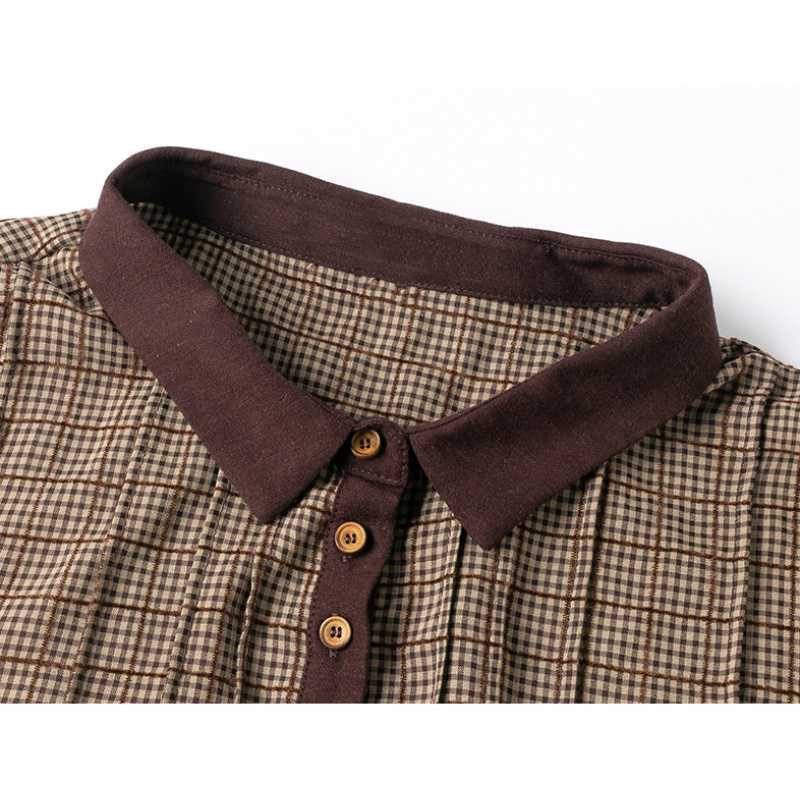 Picture of POLO Collar dress Women's 2023 Spring and Summer New Socialite Light Luxury Plaid Mid-length Loose plus size Belly Covering Dress