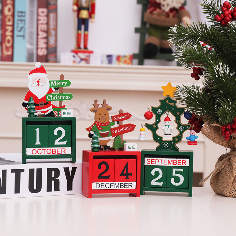 Christmas wooden calendar props mall counter decoration countdown calendar Christmas creative gift box ornaments