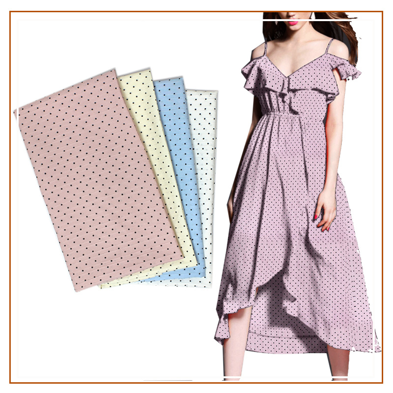 Wave stripe printed fabric all polyester small dot pattern women's skirt shirt dress clothing fabric cross-border foreign trade