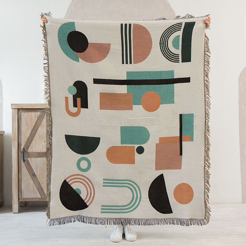 Picture of ins style illustration line blanket camping blanket leisure blanket nap blanket blanket American sofa blanket picnic blanket bed blanket