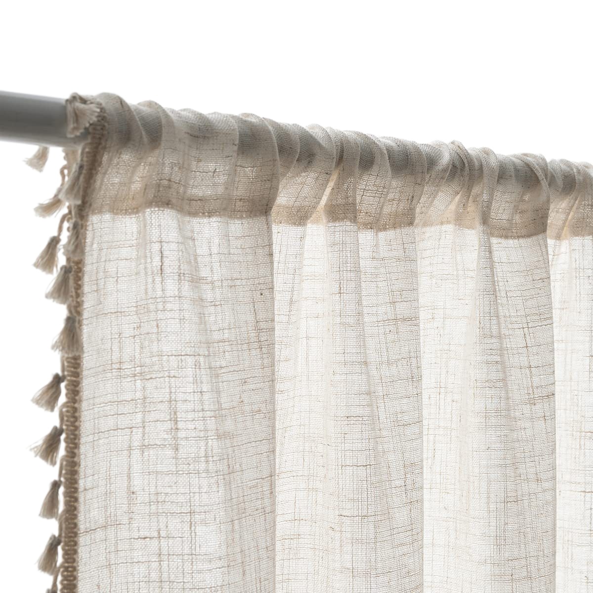 Cross-Border Amazon Natural Color Semi-Transparent Short Curtain Polyester Linen Linen Blended Country Retro Fabric Art Solid Color Curtain