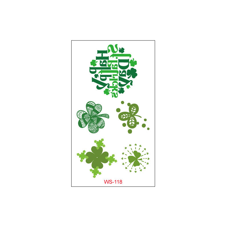 Picture of Cross-border Source Waterproof Sweat Green Hat Clover Face Irish Day Sticker St Patrick's Day Tattoo Sticker