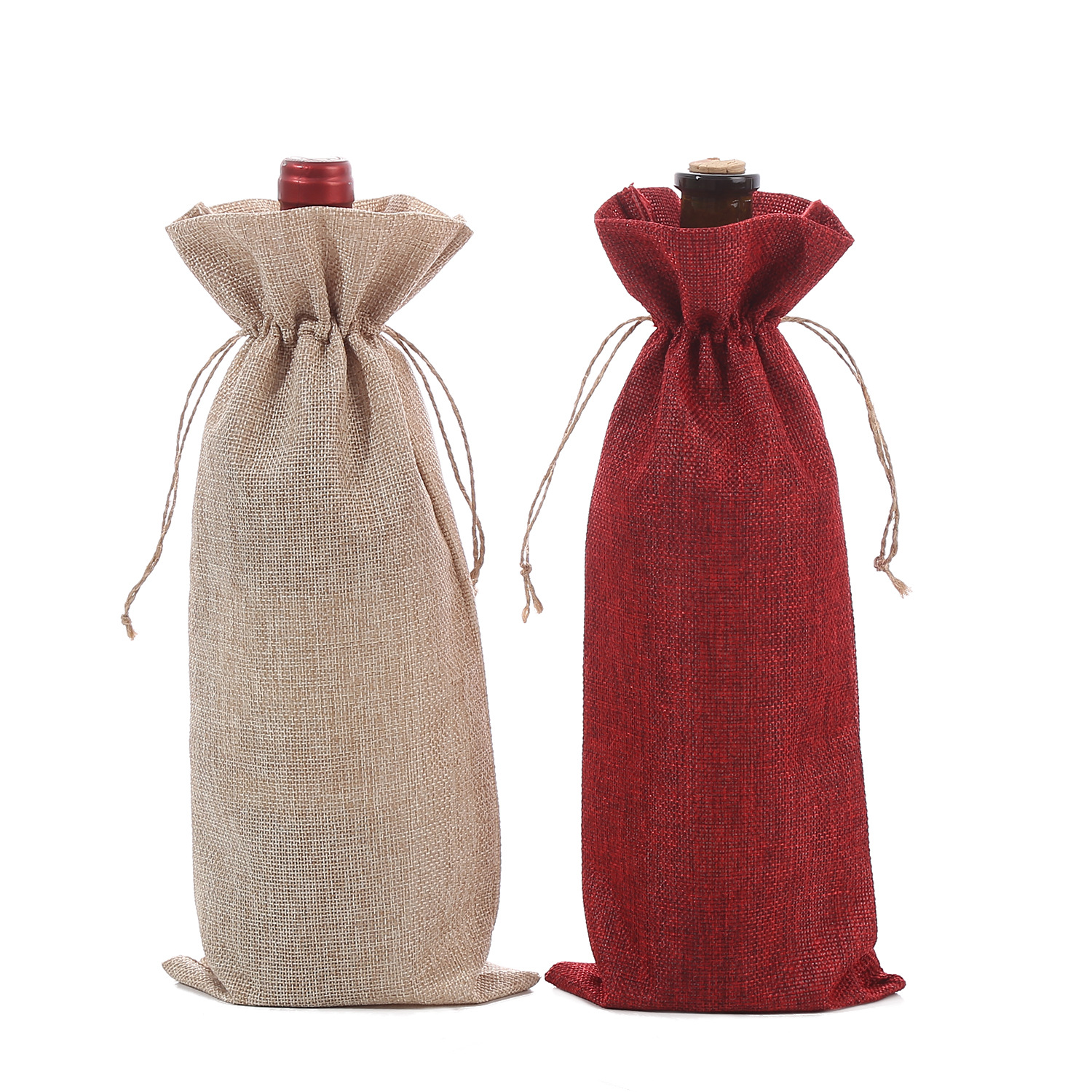 in stock Linen Wine Bag suit Christmas Linen Wine Bag Linen Wine Bag Drawstring Bag