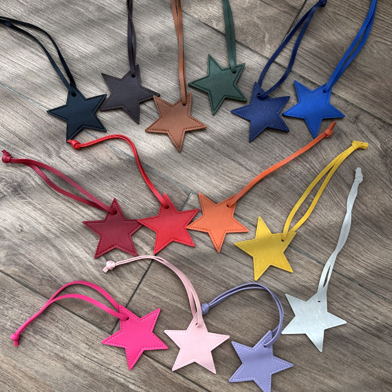 in stock Leather Star-shaped Leather Pendant Pu Leather Five-pointed Star Keychain Hanging Decoration Bag Hanging Decoration