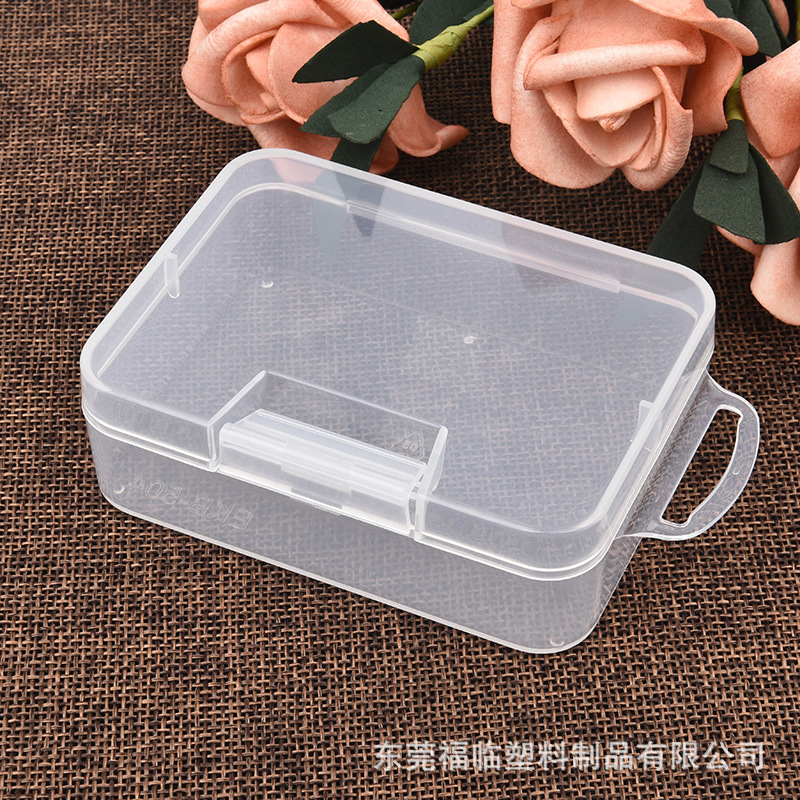 Rectangular Transparent Plastic Box with Hook Packaging Box Paper Clip Box Small Hairpin Jewelry Storage Box EKB504