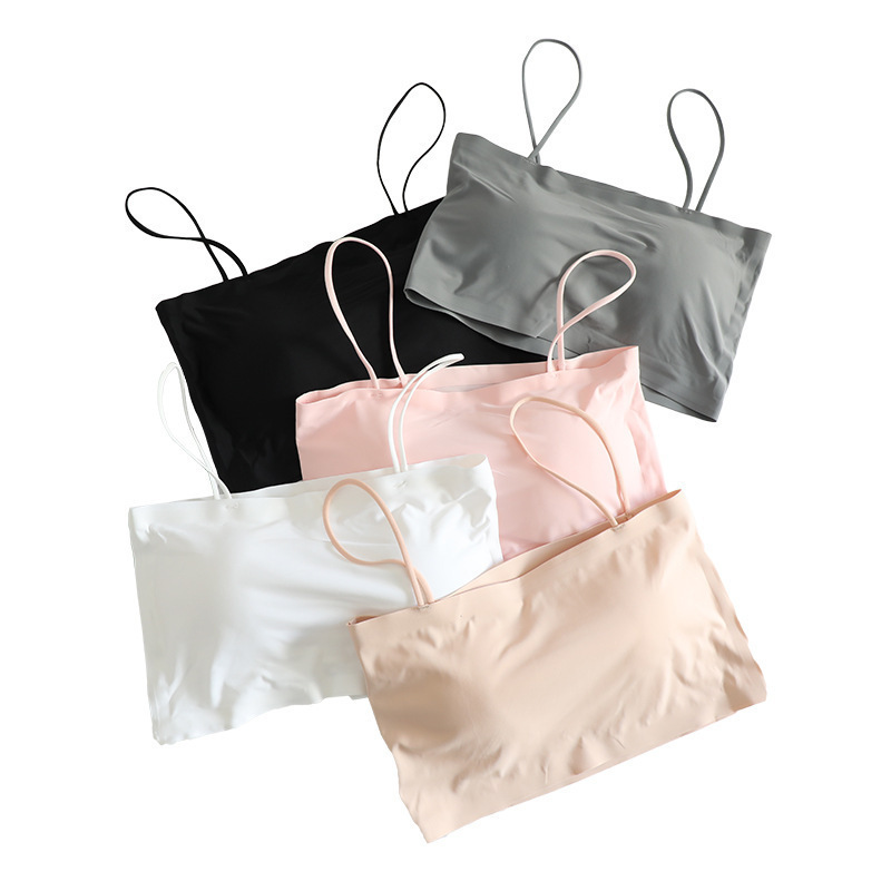 Picture of Ice Silk One-word Wrap Chest Anti-slip Underwear Girls Sexy Strapless Bottoming Sling Small Vest Women's Inner Wear Thin