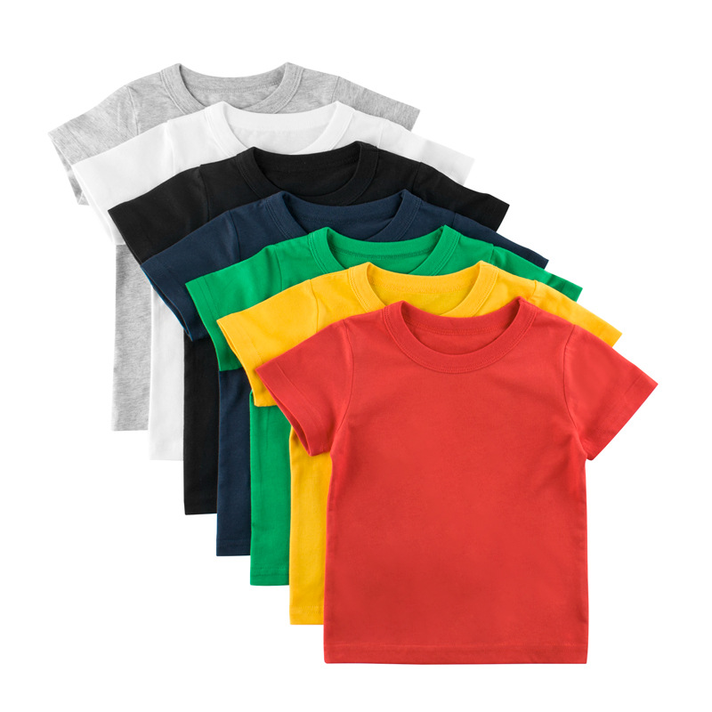27Kids Kidsren's Clothing Summer 2025 Kidsren's Short-Sleeved T-Shirt Advertising Shirt Korean Style Pure Color Unpatterned Kidsren's Clothing