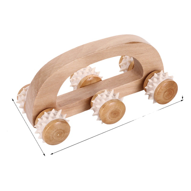 Manual portable arch bridge leather 6-wheel massager Hemu handle hammer Meridian muscle health care rolling massage tool